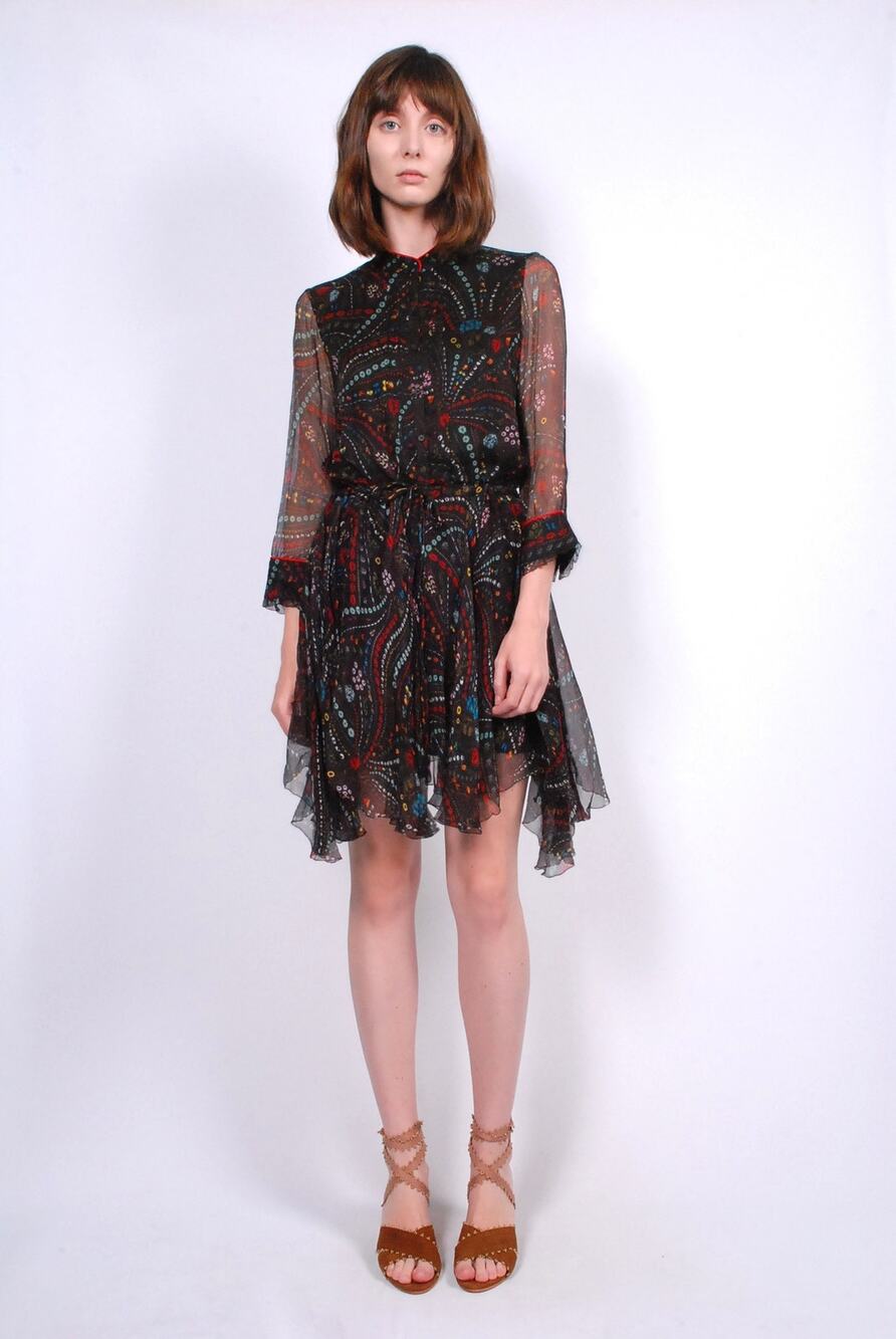 Zadig & Voltaire Ranil Psyche Floral Print Sheer Silk Mini Dress Size Large